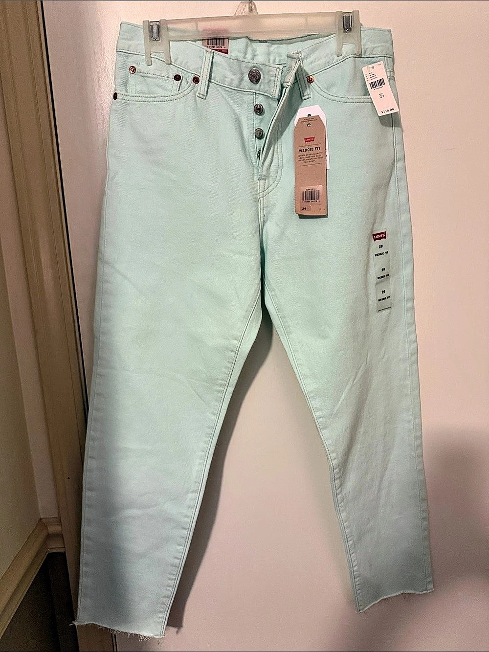 Levi's Wedgie Straight Ankle Jeans Green Waist 29 NWT